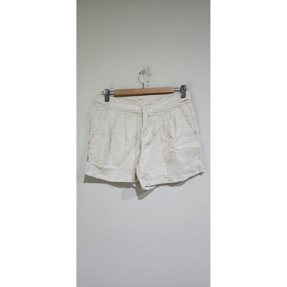 Santorini Linen Shorts Women’s Size 6 Cuffed Wide Leg Drawstring Beige Coastal - Picture 1 of 11